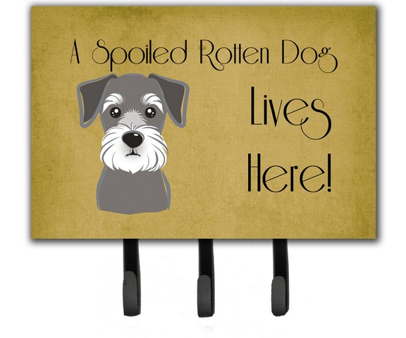 BB1454TH68 Schnauzer Spoiled Dog Lives Here Leash & Key Holder