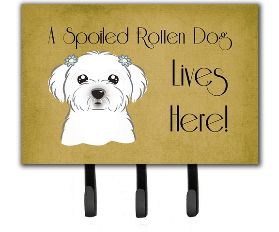 Maltese Spoiled Dog Lives Here Leash & Key Holder