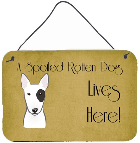 Bull Terrier Spoiled Dog Lives Here Wall and Door Hanging Prints