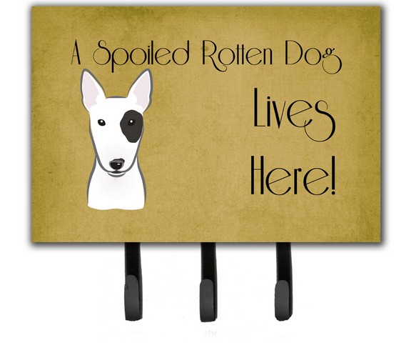 BB1457TH68 Bull Terrier Spoiled Dog Lives Here Leash & Key Holder