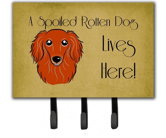 Longhair Red Dachshund Spoiled Dog Lives Here Leash & Key Holder