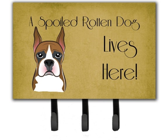 Boxer Spoiled Dog Lives Here Leash & Key Holder