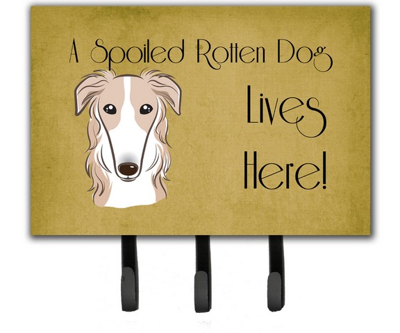 BB1476TH68 Borzoi Spoiled Dog Lives Here Leash & Key Holder