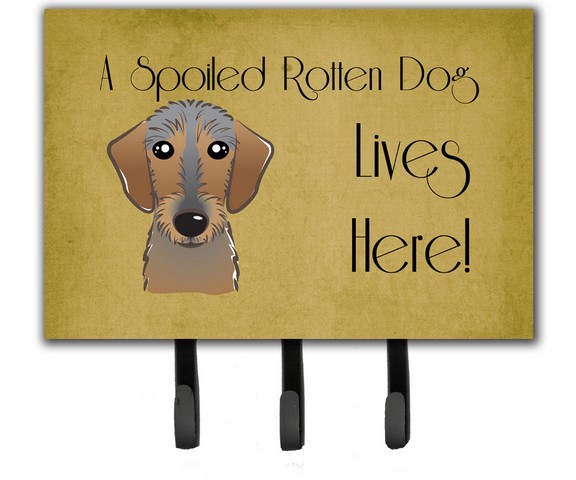 BB1481TH68 Wirehaired Dachshund Spoiled Dog Lives Here Leash & Key Holder