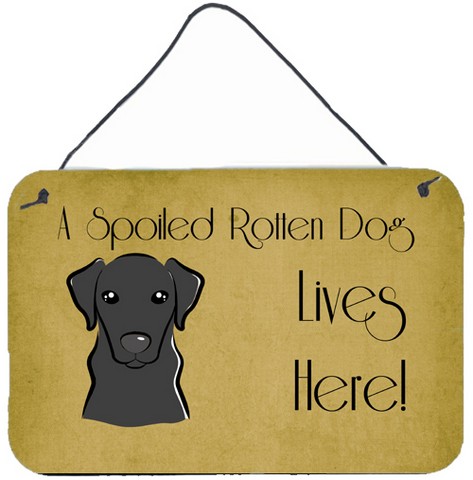 Black Labrador Spoiled Dog Lives Here Wall and Door Hanging Prints