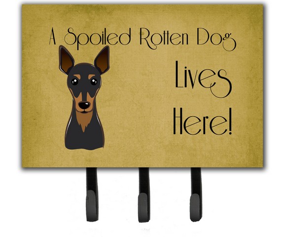 BB1488TH68 Min Pin Spoiled Dog Lives Here Leash & Key Holder