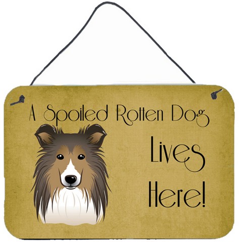 Sheltie Spoiled Dog Lives Here Wall and Door Hanging Prints