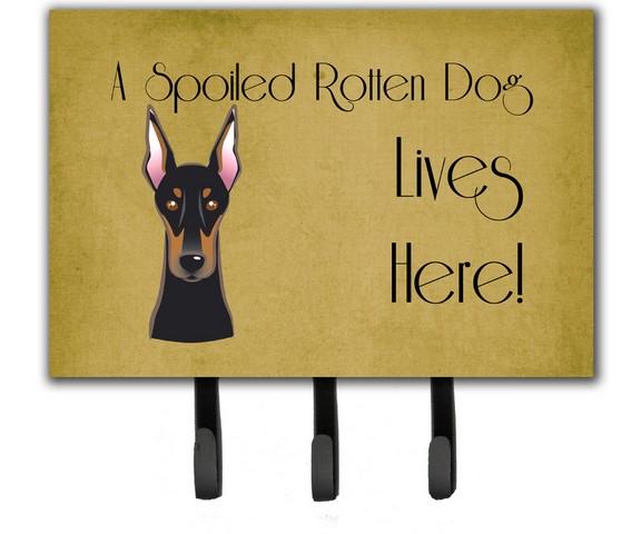 Doberman Spoiled Dog Lives Here Leash & Key Holder