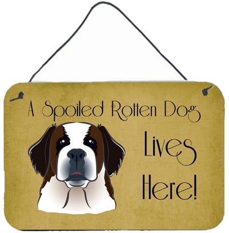 Saint Bernard Spoiled Dog Lives Here Wall and Door Hanging Prints