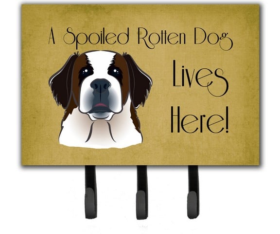BB1494TH68 Saint Bernard Spoiled Dog Lives Here Leash & Key Holder