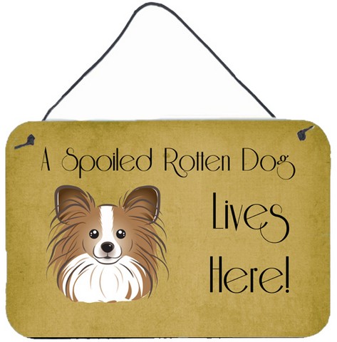 Papillon Spoiled Dog Lives Here Wall and Door Hanging Prints