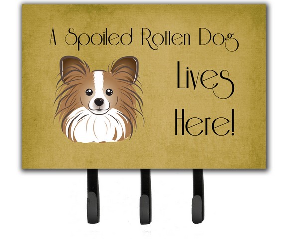BB1496TH68 Papillon Spoiled Dog Lives Here Leash & Key Holder