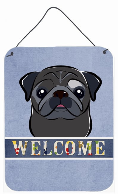 Black Pug Welcome Wall and Door Hanging Prints