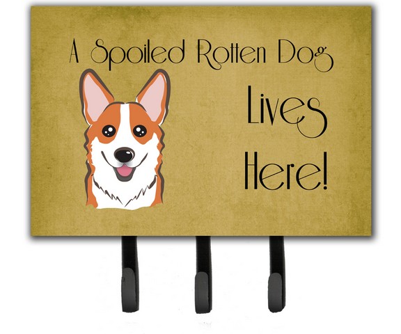 Red Corgi Spoiled Dog Lives Here Leash & Key Holder