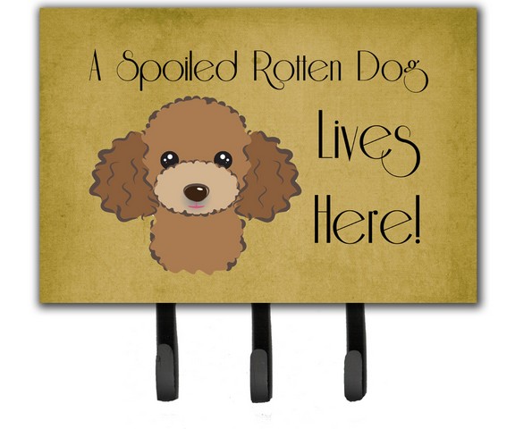 Chocolate Brown Poodle Spoiled Dog Lives Here Leash & Key Holder