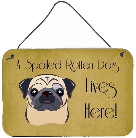 Fawn Pug Spoiled Dog Lives Here Wall and Door Hanging Prints