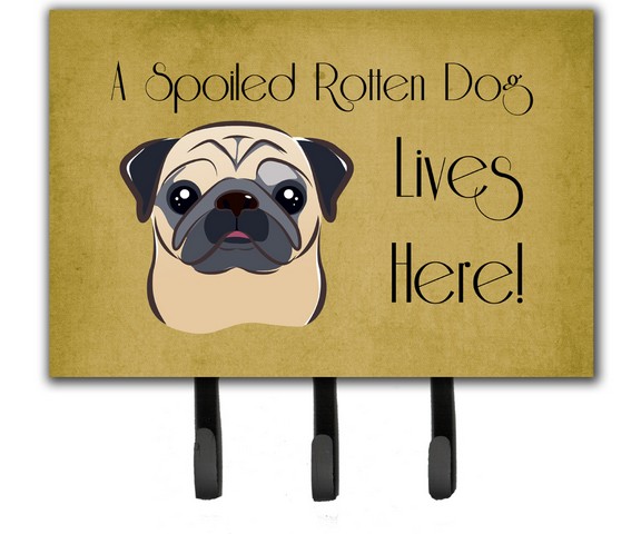 BB1510TH68 Fawn Pug Spoiled Dog Lives Here Leash & Key Holder