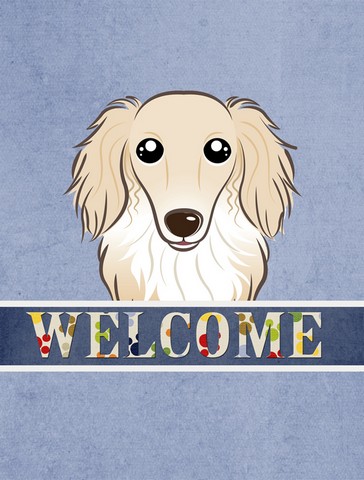 Longhair Creme Dachshund Welcome Flag Garden Size