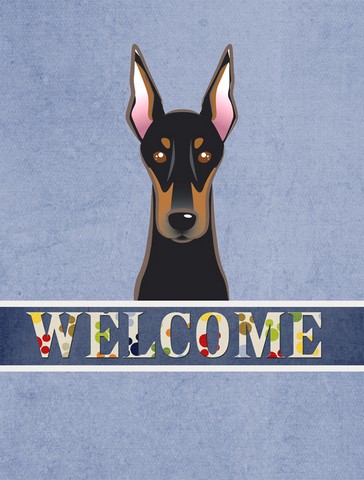BB1431GF Doberman Welcome Flag Garden Size