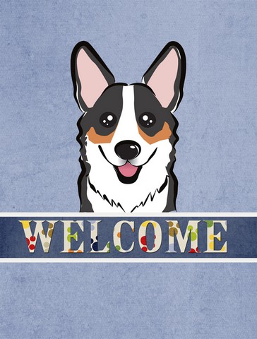 Tricolor Corgi Welcome Flag Garden Size