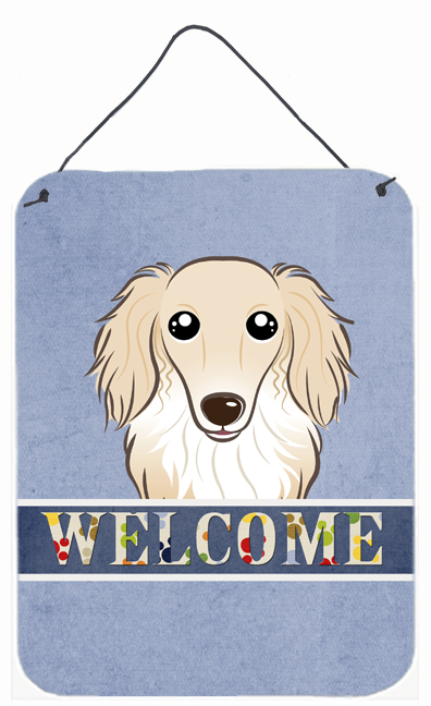 Longhair Creme Dachshund Welcome Wall and Door Hanging Prints