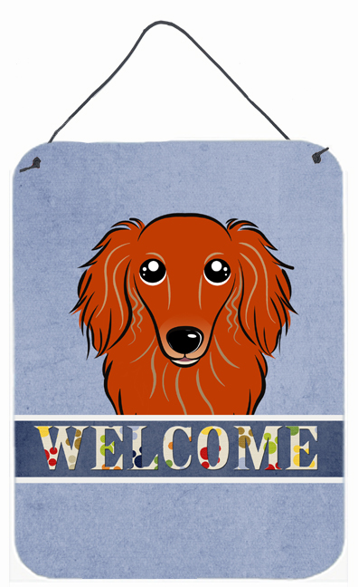 Longhair Red Dachshund Welcome Wall and Door Hanging Prints