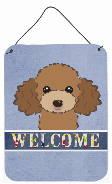Chocolate Brown Poodle Welcome Wall and Door Hanging Prints
