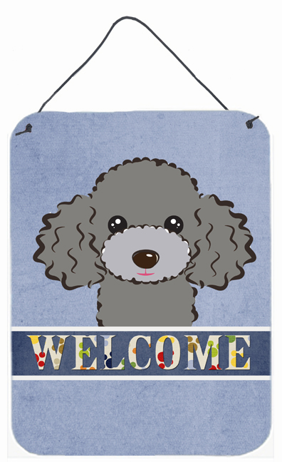 BB1445DS1216 Silver Gray Poodle Welcome Wall and Door Hanging Prints