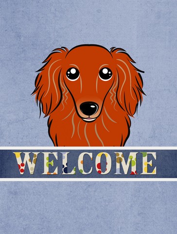 Longhair Red Dachshund Welcome Flag Canvas House Size