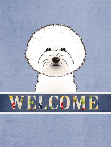 Bichon Frise Welcome Flag Canvas House Size