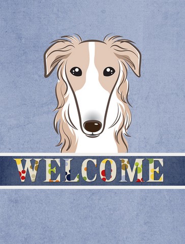 Borzoi Welcome Flag Canvas House Size