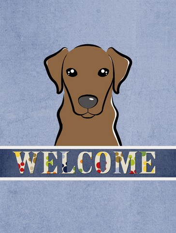 Chocolate Labrador Welcome Flag Canvas House Size