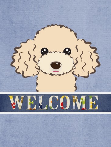 Buff Poodle Welcome Flag Canvas House Size