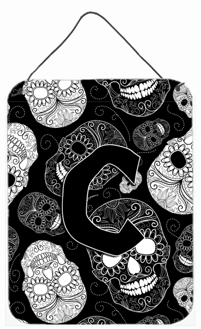 CJ2008-CDS1216 Letter C Day Of The Dead Skulls Black Wall and Door Hanging Prints