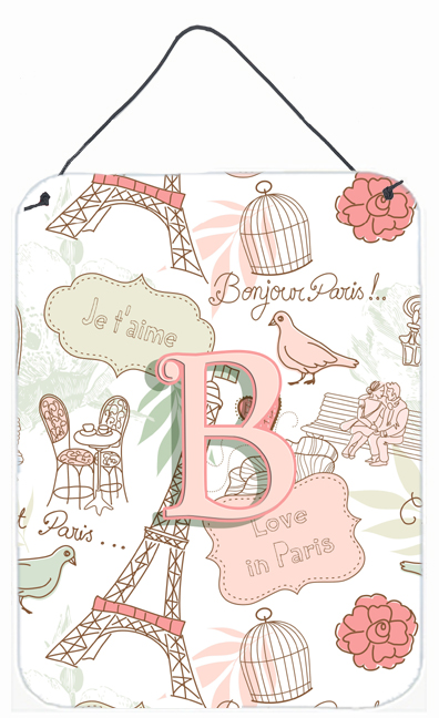 Letter B Love In Paris Pink Wall and Door Hanging Prints - Pink - 12 L x 0.02 W x 16 H in.