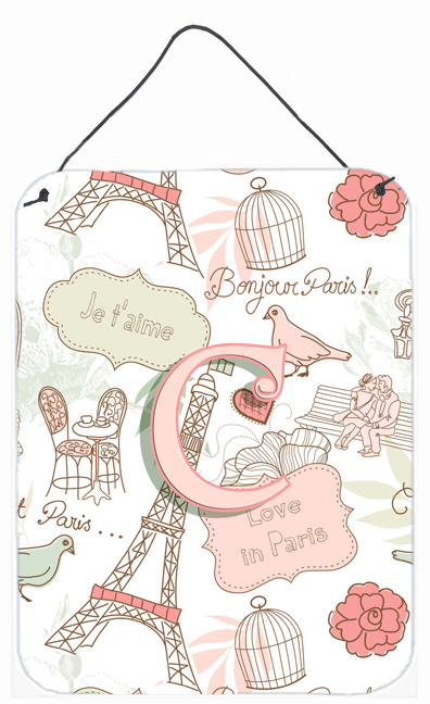 Letter C Love In Paris Pink Wall and Door Hanging Prints - Pink - 12 L x 0.02 W x 16 H in.