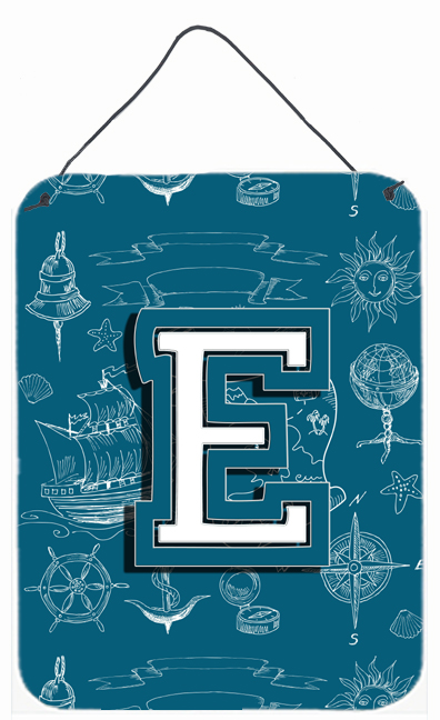 Letter E Sea Doodles Initial Alphabet Wall and Door Hanging Prints
