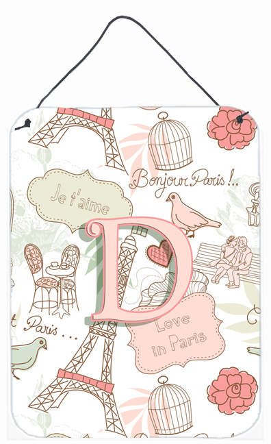 Letter D Love In Paris Pink Wall and Door Hanging Prints - Pink - 12 L x 0.02 W x 16 H in.