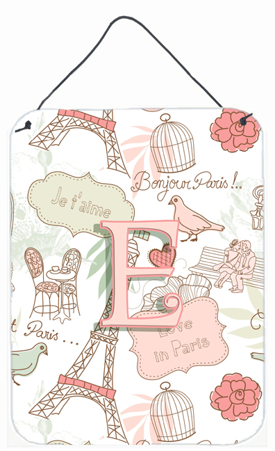 Letter E Love In Paris Pink Wall and Door Hanging Prints - Pink