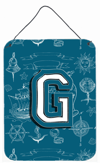 Letter G Sea Doodles Initial Alphabet Wall and Door Hanging Prints