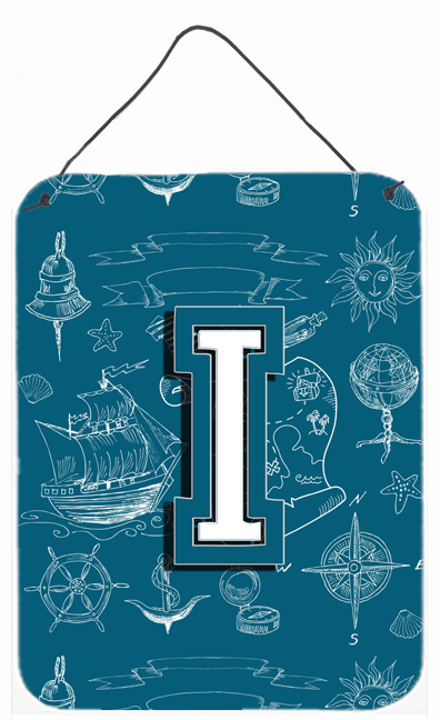 Letter I Sea Doodles Initial Alphabet Wall and Door Hanging Prints