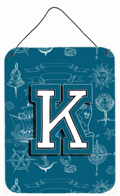 Letter K Sea Doodles Initial Alphabet Wall and Door Hanging Prints