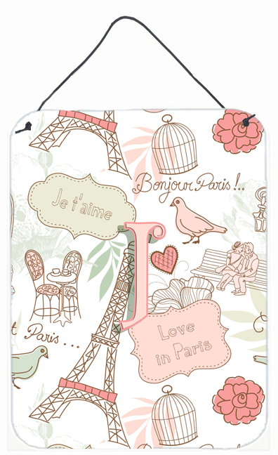 Letter J Love In Paris Pink Wall and Door Hanging Prints - Pink - 12 L x 0.02 W x 16 H in.
