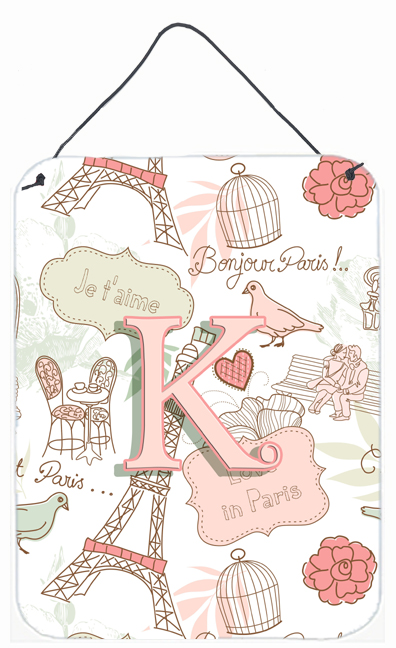 Letter K Love In Paris Pink Wall and Door Hanging Prints - Pink - 12 L x 0.02 W x 16 H in.