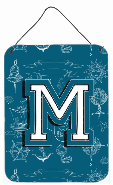 Letter M Sea Doodles Initial Alphabet Wall and Door Hanging Prints