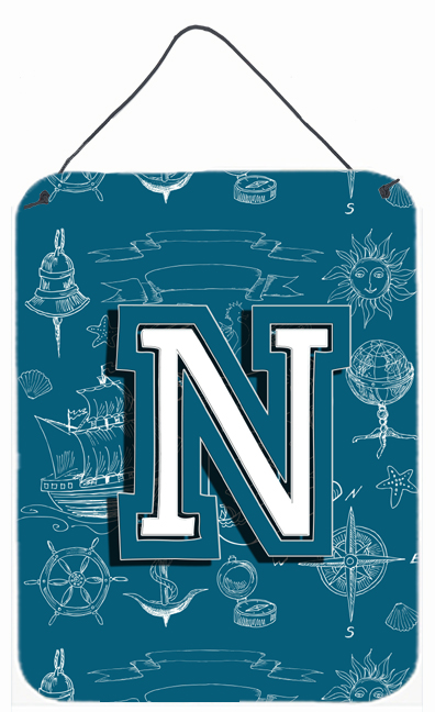 Letter N Sea Doodles Initial Alphabet Wall and Door Hanging Prints