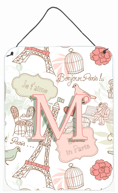 Letter M Love In Paris Pink Wall and Door Hanging Prints - Pink - 12 L x 0.02 W x 16 H in.