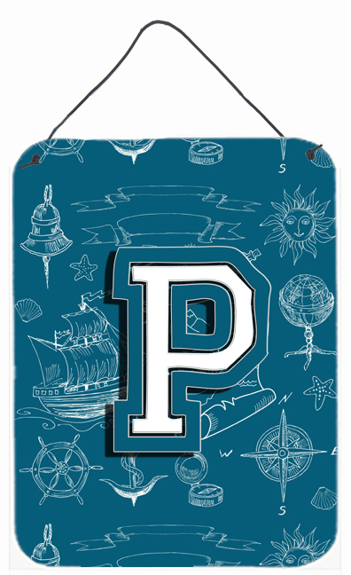 Letter P Sea Doodles Initial Alphabet Wall and Door Hanging Prints