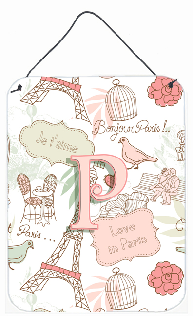 Letter P Love In Paris Pink Wall and Door Hanging Prints - Pink - 12 L x 0.02 W x 16 H in.