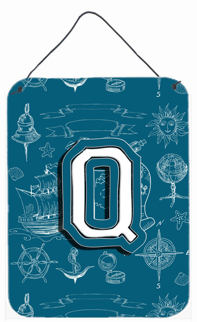 Letter Q Sea Doodles Initial Alphabet Wall and Door Hanging Prints